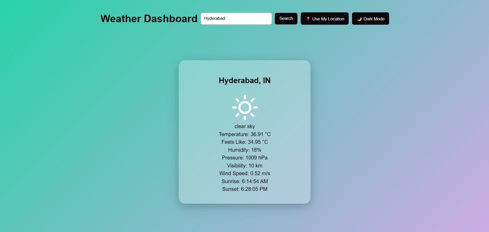 Weather Dashboard screenshot